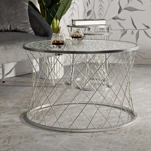 Set Table Basse Et 3 Tables D'appoints En Métal Noah Argent