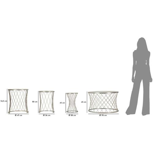 Set Table Basse Et 3 Tables D'appoints En Métal Noah Argent