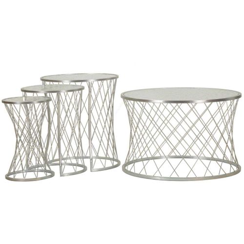 Set Table Basse Et 3 Tables D'appoints En Métal Noah Argent