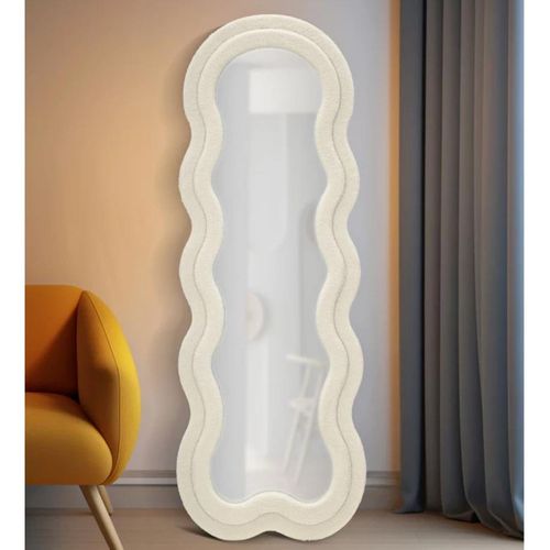 Miroir Mural En Tissu Bouclé "teddy" 160cm Crème