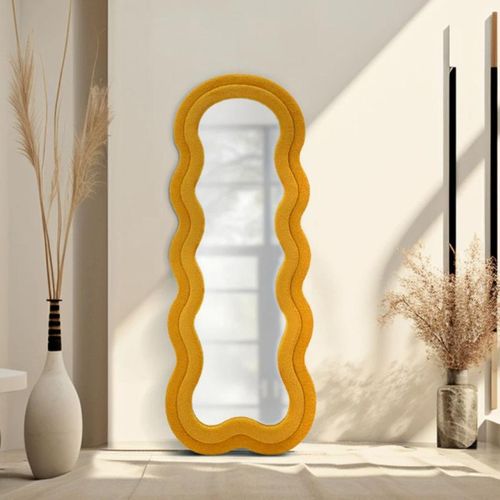 Miroir Mural En Tissu Bouclé "teddy" 160cm Moutarde