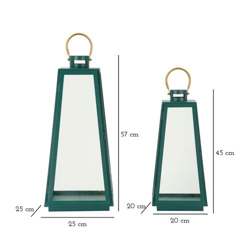 Lot De 2 Lanternes En Verre "grent" 57cm Vert