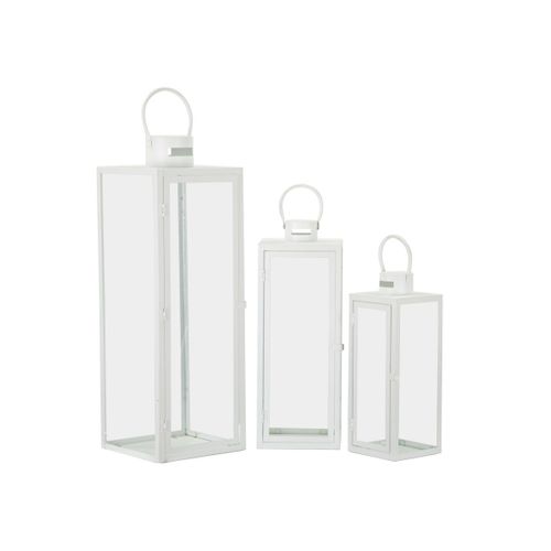 Lot De 3 Lanternes En Verre "magic" 66cm Blanc