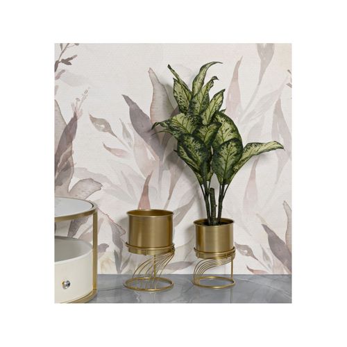 Lot De 2 Cache-pots Sur Pied "spirally" 35cm Doré