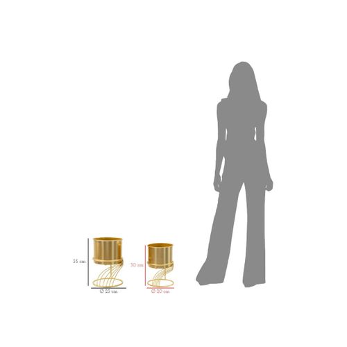 Lot De 2 Cache-pots Sur Pied "spirally" 35cm Doré