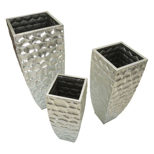 Lot De 3 Vases En Métal "argy" 90cm Argent