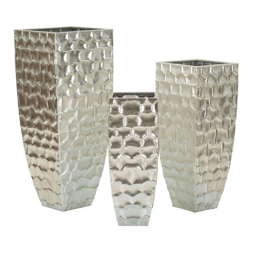 Lot De 3 Vases En Métal "argy" 90cm Argent