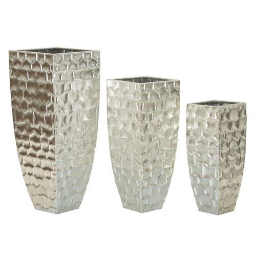 Lot De 3 Vases En Métal "argy" 90cm Argent