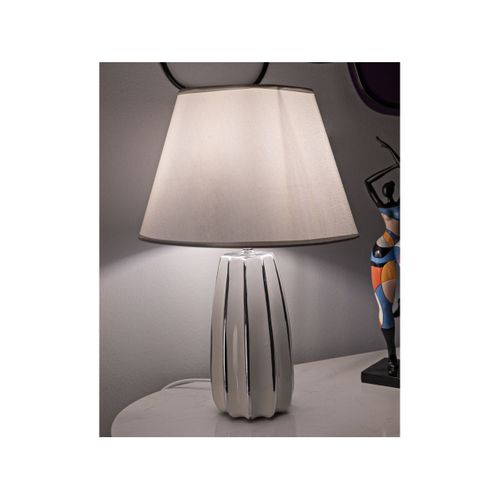 Lampe à Poser En Céramique "emmi" 45cm Argent et Blanc