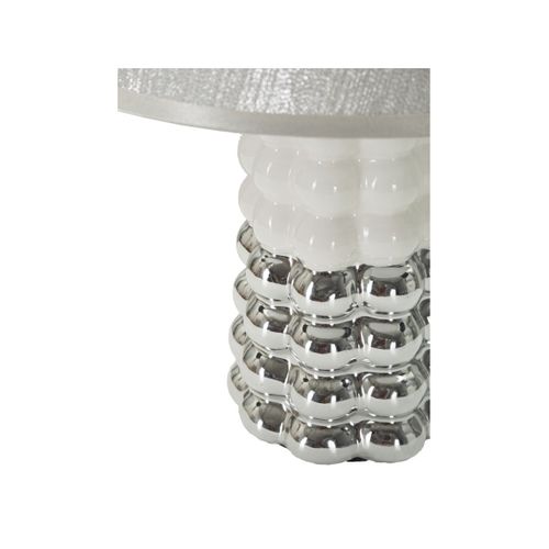 Lampe à Poser En Céramique "lace" 33cm Argent et Blanc