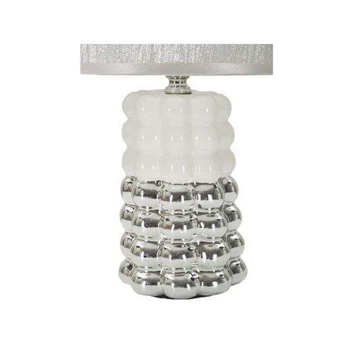 Lampe à Poser En Céramique "lace" 33cm Argent et Blanc