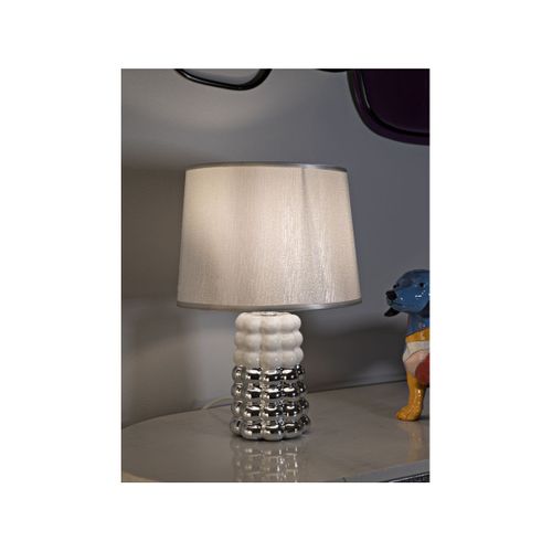 Lampe à Poser En Céramique "lace" 33cm Argent et Blanc
