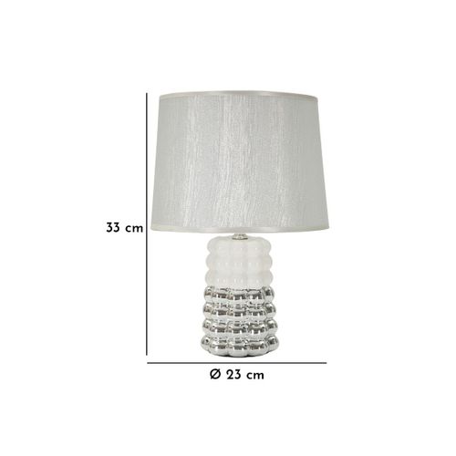 Lampe à Poser En Céramique "lace" 33cm Argent et Blanc