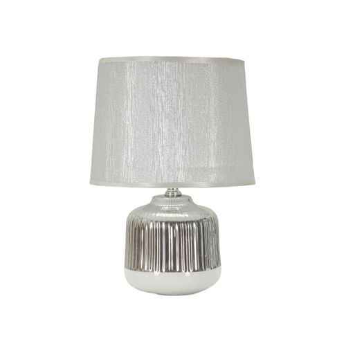 Lampe à Poser En Céramique "lucina" 29cm Argent et Blanc
