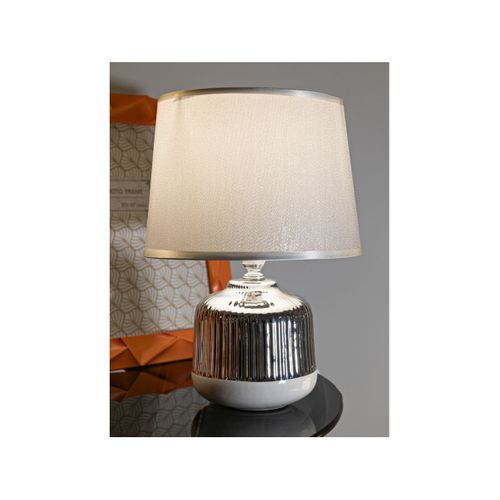Lampe à Poser En Céramique "lucina" 29cm Argent et Blanc