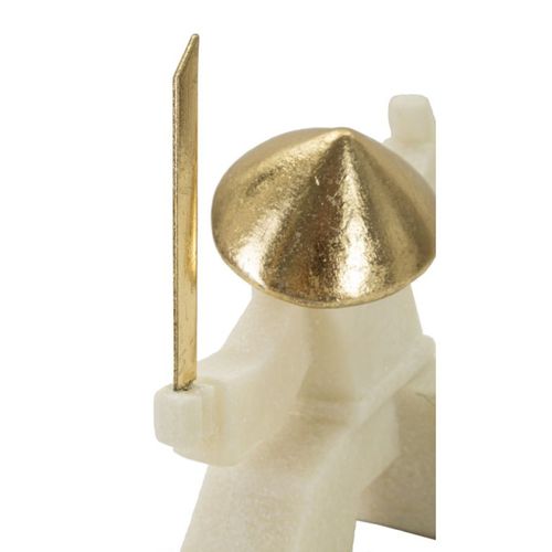 Statuette Déco Samouraï "oda" 18cm Blanc et Or