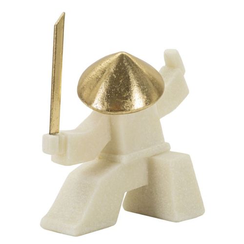 Statuette Déco Samouraï "oda" 18cm Blanc et Or