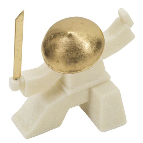 Statuette Déco Samouraï "oda" 18cm Blanc et Or