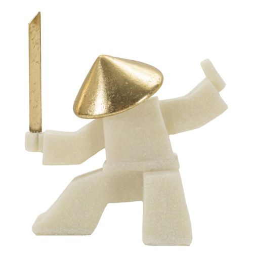 Statuette Déco Samouraï "oda" 18cm Blanc et Or