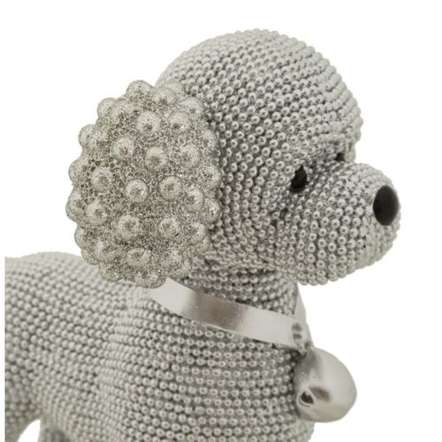 Statuette Déco Caniche Debout "sparky" 15cm Argent
