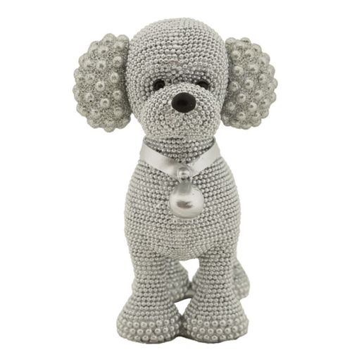 Statuette Déco Caniche Debout "sparky" 15cm Argent