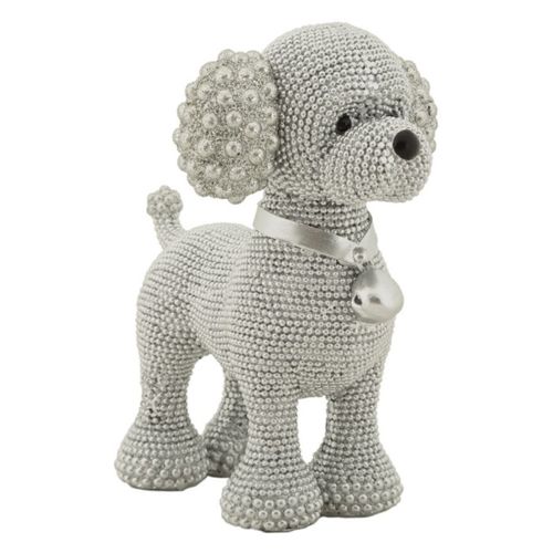 Statuette Déco Caniche Debout "sparky" 15cm Argent