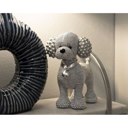Statuette Déco Caniche Debout "sparky" 15cm Argent