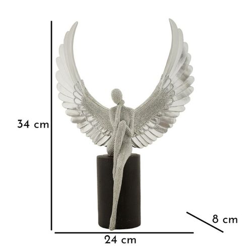 Statuette Déco Ailes "sparky" 34cm Argent