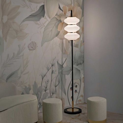 Lampadaire En Métal Et Verre 30 X 168 Cm Vintage