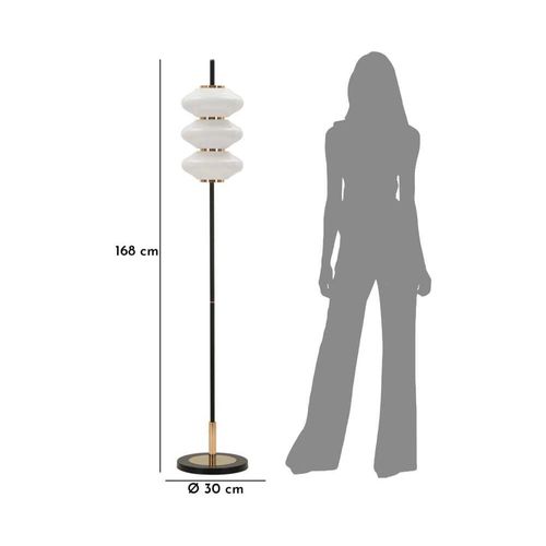 Lampadaire En Métal Et Verre 30 X 168 Cm Vintage