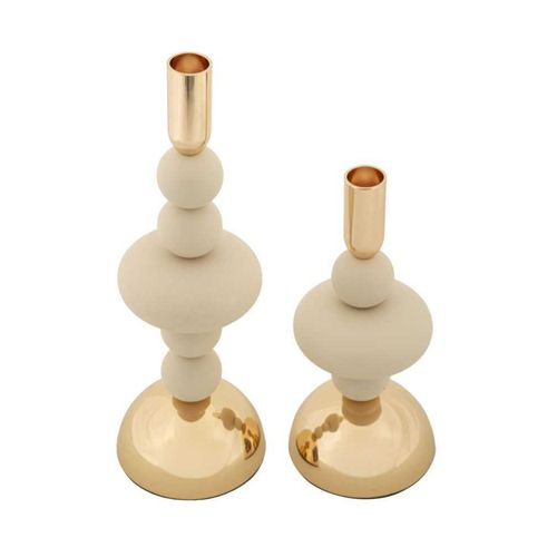 Bougeoir En Métal Galaxy (lot De 2) Crème Et Doré