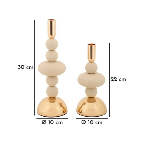 Bougeoir En Métal Galaxy (lot De 2) Crème Et Doré