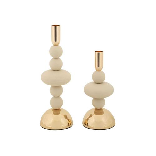 Bougeoir En Métal Galaxy (lot De 2) Crème Et Doré