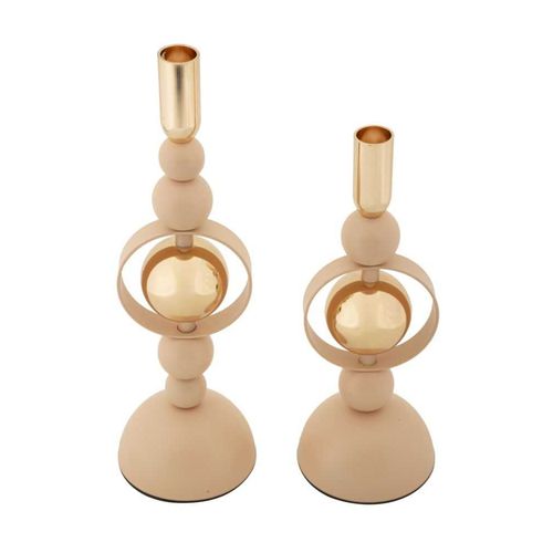 Bougeoir En Métal Saturne (lot De 2) Rose Et Doré