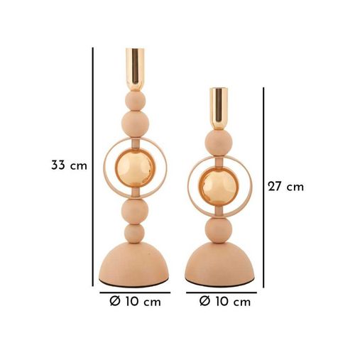 Bougeoir En Métal Saturne (lot De 2) Rose Et Doré