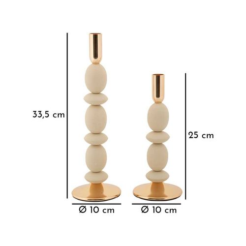 Bougeoir En Métal Shuttle (lot De 2) Crème Et Doré