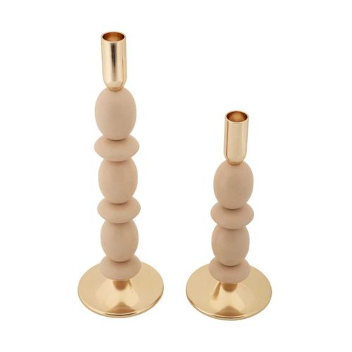 Bougeoir En Métal Shuttle (lot De 2) Rose Et Doré