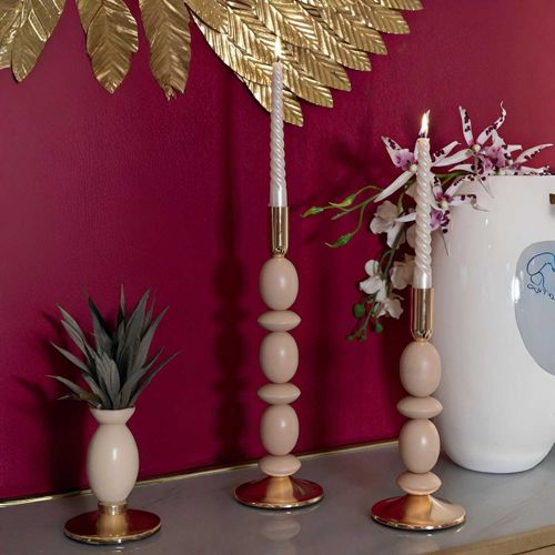 Bougeoir En Métal Shuttle (lot De 2) Rose Et Doré