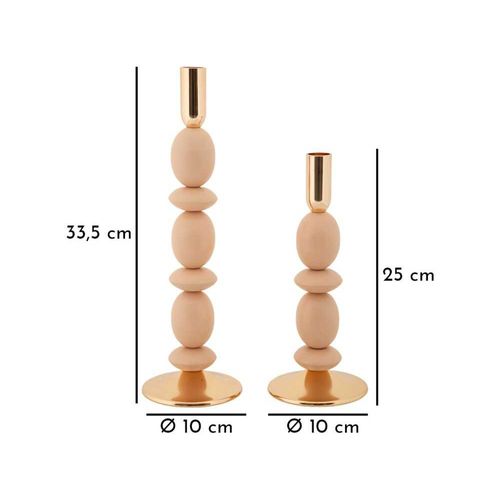 Bougeoir En Métal Shuttle (lot De 2) Rose Et Doré