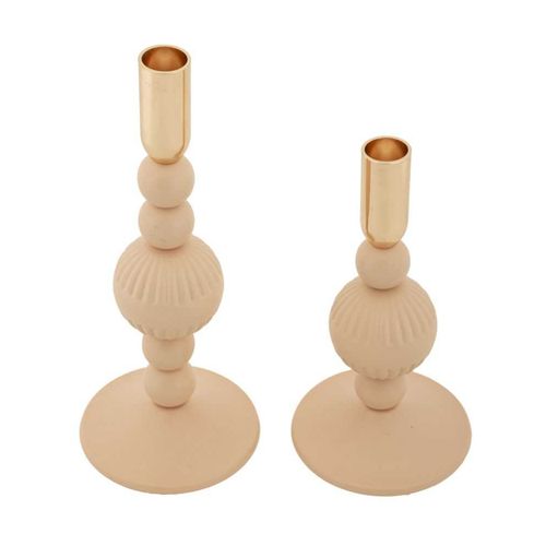 Bougeoir En Métal Aster (lot De 2) Rose Et Doré