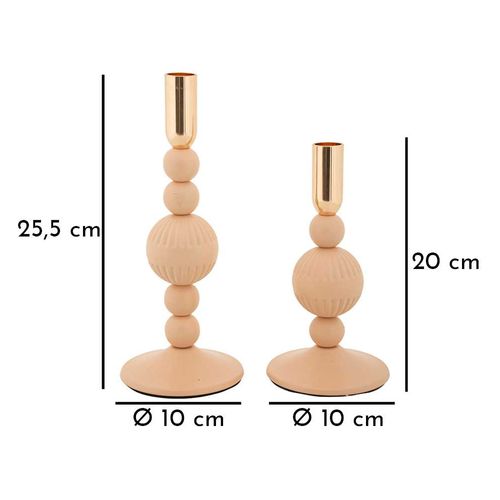 Bougeoir En Métal Aster (lot De 2) Rose Et Doré