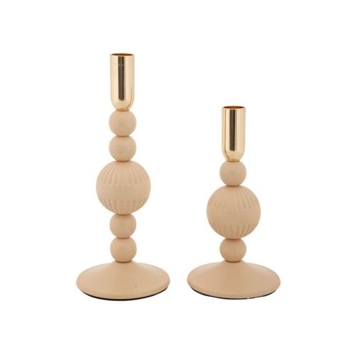 Bougeoir En Métal Aster (lot De 2) Rose Et Doré