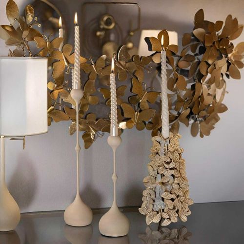 Bougeoir En Métal Slimmy (lot De 2) Crème Et Doré