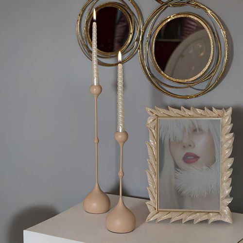 Bougeoir En Métal Slimmy (lot De 2) Rose Et Doré