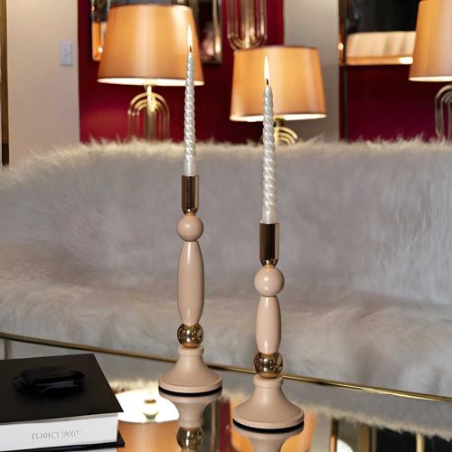 Bougeoir En Métal Strek (lot De 2) Rose Et Doré