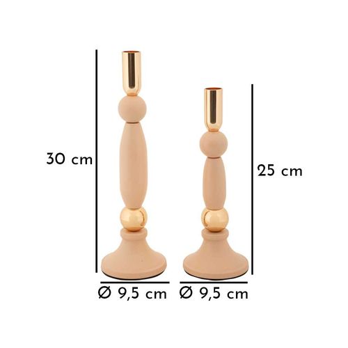 Bougeoir En Métal Strek (lot De 2) Rose Et Doré