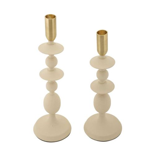 Bougeoir En Métal Gemini (lot De 2) Crème Et Doré