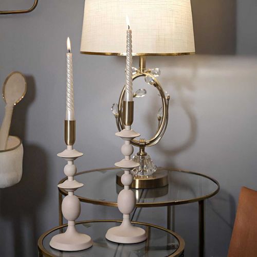 Bougeoir En Métal Gemini (lot De 2) Crème Et Doré