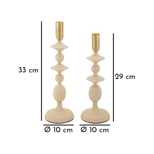 Bougeoir En Métal Gemini (lot De 2) Crème Et Doré