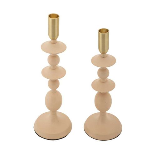 Bougeoir En Métal Gemini (lot De 2) Rose Et Doré